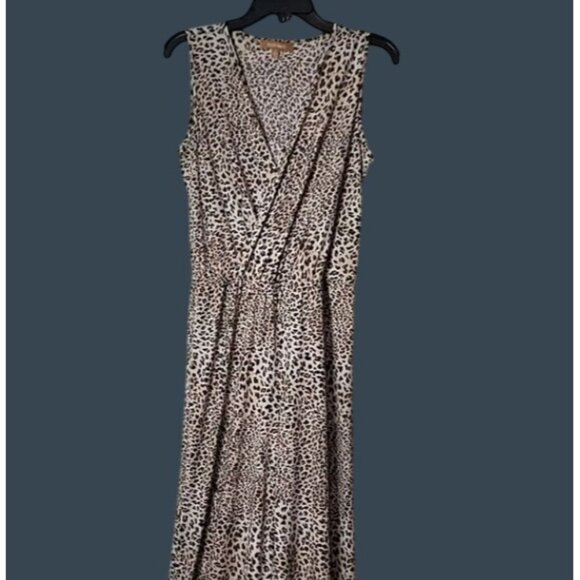 Ellen Tracy Womens Leopard Print Sleeveless Wrap Jumpsuit S Polyester Spandex - Picture 10 of 12